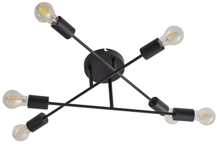 Lindby Deckenlampe Estar (Retro, Vintage Antik) in Schwarz aus Metall (6 flammig E27) - Deckenleuchte Lampe Wohnzimmerleuchte