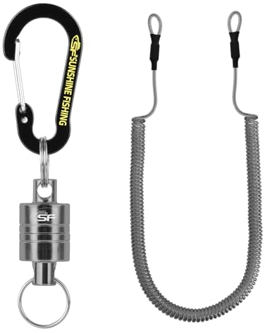 SF Net Release Magnetischer Release Clip Fischen Kescherhalter Fliegenfischen Kescher Magnetschnalle Karabinerhacken mit Elastischem Seil Kabel - Pistole Schwarz