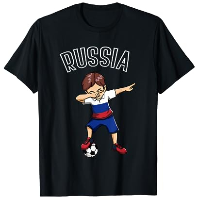 Dabbing Fußball Junge mit Russland Trikot Russia Kinder T-Shirt