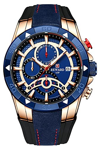 rorios Herren Uhren Analogue Quartz Armbanduhr mit Silikon Armband Chronograph Sport Uhr Mode Uhren für Männer Herren