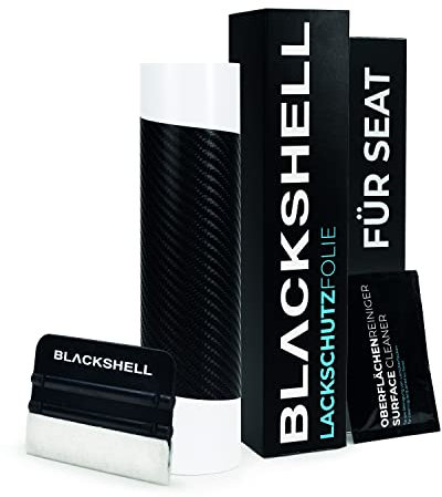 Blackshell® Ladekantenschutz Folie passend für Seat Ateca | Bj. ab 2020 (Facelift) Carbon Glanz - passgenauer Stoßstangenschutz inkl. Set für Folierung