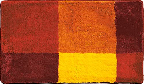 Erwin Müller Badematte, Badteppich Kallithea karo Grafik-Muster Terra Größe 80x140 cm - flauschig weich, schnell trocknend, rutschhemmend, für Fußbodenheizung geeignet