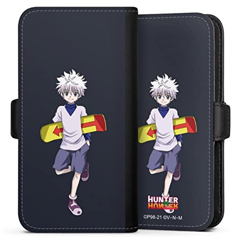 Flip Case kompatibel mit Samsung Galaxy A71 Handyhülle aus Kunst Leder schwarz Klapphülle Killua Zoldyck Hunter x Hunter Offizielles Lizenzprodukt
