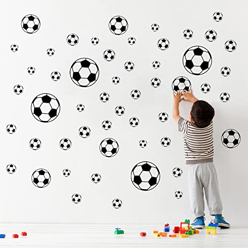 52 Stück Fußball-Aufkleber,Fußball-Wandaufkleber, Wandkunst, DIY, Fußball-Dekoration, Aufkleber für Kinderzimmer, Jungen, Teenager, Mädchen, Schlafzimmer, Spielzimmer, Wohnzimmer, Fenster