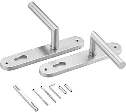 Navaris Juego de Manillas para Puertas - Picaporte de Acero Inoxidable con Cerradura y Husillo Universal - Para Puerta Interior o Exterior