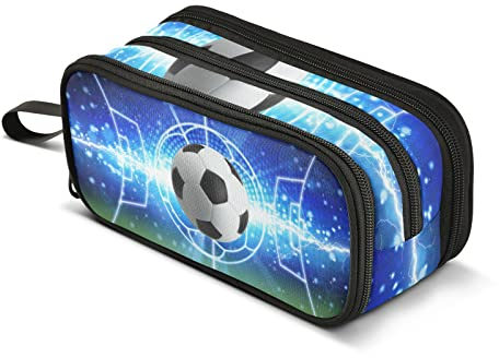 J JOYSAY Federmäppchen mit Fußball-Motiv, große Kapazität, für Mädchen, Jungen, Stifttasche, Tasche, Tagebuch, Zubehör für Kinder, Büro, Schule