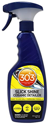 303 Products (30265 Slick Shine Ceramic Detailer - SiO2 and Carnauba Infused Ceramic Coating - Premium Ceramic Detailing Spray - Increases Shine and Gloss - Works on Paint, Glass, and Wheels - 16Oz