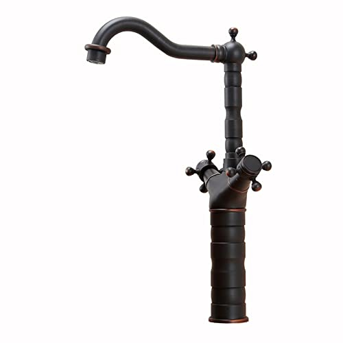 BiaoTeng Waschtischarmatur Retro Messing,mit Kreuzgriffen,mit Kreuzgriffen,Mischbatterie Waschbecken KüChe,Waschbecken Armaturen FüR KüChe,Schwarz B