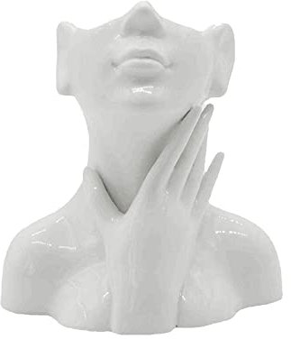 CDIYTOOL Keramik-Gesichtsvase, große Größe, weiße Blumenvase für Dekor, weibliche Form Kopf Halbkörper Büste Vasen Minimalismus Dekorative Moderne nordische Stil Blumenvase (C)