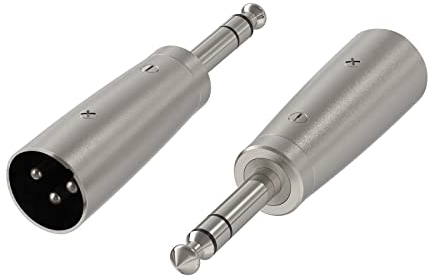 Geekria for Creators Mikrofonkabeladapter, XLR-Stecker auf 6,35 mm TRS-Stecker, kompatibel mit Shure SM58, SM57, SM7B, MV7, PGA48, Behringer xm8500 Mikrofonkabelstecker, Silber, 2 Stück