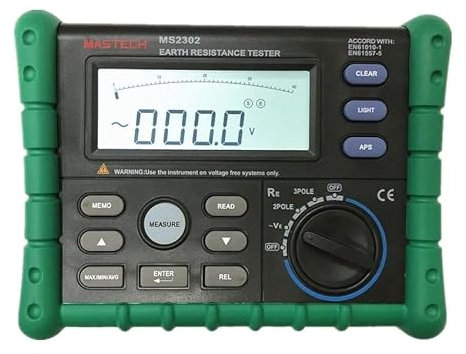Mastech 777870 Tester Digitale di Resistenza di Terra, MS2302 Verde