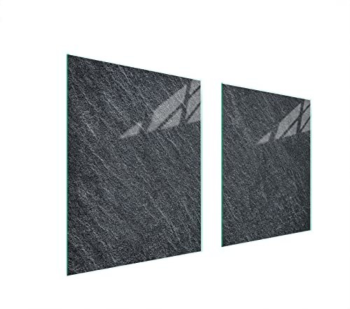 DarHaus Herdabdeckplatten 85x52 Zweiteilig Glas für Elektroherd und Induktion, Herdschutz Spritzschutz Glasplatte Deko Schneidebrett, Schiefer Grau, 4mm Gehärtetes Glas