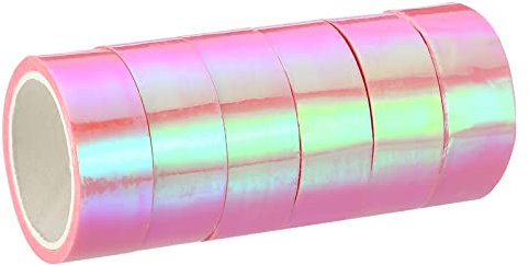 PATIKIL Holographique Ruban 15mm x 5m, 6 Rouleau Autoadhésif Métallique Feuille Masking Autocollant pour Bricolage Art Artisanat Enveloppe Décoration, Rose