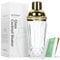 Glass Cocktail Shaker - JOYCEMALL 14.5 Ounce Cut Crystal Bartender Shaker - with Stainless Sealing Steel Cap & Strainer - for Home Use & Bar Whisky Cocktail (Gold)