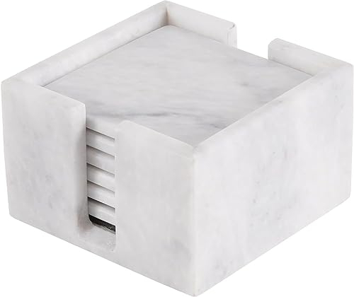 Radicaln Dessous de verre carrés pour boissons en marbre blanc fait à la main 8,9 cm pour décoration de bureau moderne et cuisine extérieure – Dessous de verre de voiture