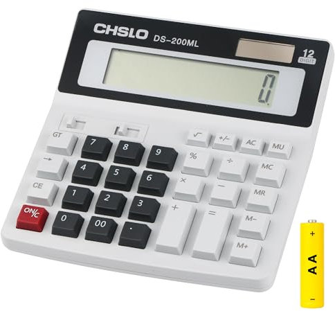 Bimormat Tischrechner, extra großes LCD-Display, 12-stellig, große Zahlen, Rechner mit großer Taste, Akku und Solar-Dual-Stromversorgung, perfekt für Büro, Geschäft, Zuhause, den täglichen Gebrauch