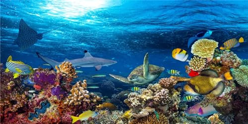 MIRRORANG 120x46cm Langlebige Vinyl Aquarium Hintergrund Koralle Tropische Fische Unterwasserwelt Aquarium Poster Hintergrund