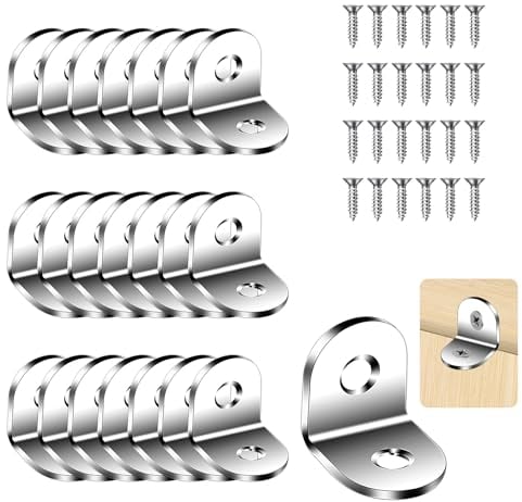Flintronic L Brackets, 22 Packs for Wood with 44 Screws, 20*20*16mm Corner Brace Metal Brackets for Furniture, Windows and Cabinets
