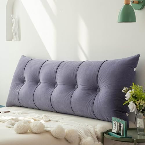 Luxus-Rückenkissen für Kingsize-Bett, Kopfteil, Lesekissen, Dreieckskissen, extra weiche Sofa-Rückenlehne zum Fernsehen oder Spielen, 200 cm (120 x 55 x 20 cm, Lila)