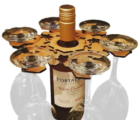 Shichangda Weinregal mit Glashalter, Tisch-Weinglasregal,Weinständer in Schneeflockenform | Weinhalter und Gläserregal, Weinlagerregal, glatter Weinflaschen-Glas-Organizer für Küchenbar-Organizer