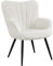 Yaheetech Modern Tub Chair, Boucle Fabric Living Room Armchair, Side Vanity Chair with Curved High Back and Thick Soft Padded Seat for Bedroom Makeup Reading Nook, Ivory