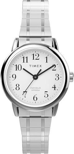 Timex Women's Easy Reader Watch, Silver-Tone/Silver-Tone/White/25mm, 25 mm, Easy Reader Watch