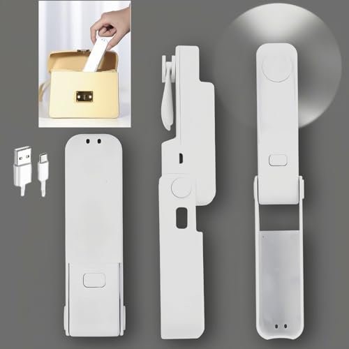 XTAIQD Hand Held Fan, USB Rechargeable Portable Handheld Fan with 3 Speeds Mini Pocket Fan Foldable Travel Fan with Power Bank Desktop Fans for Home Travel Office Outdoor(white)