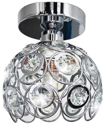 Kristall Kronleuchter Deckenleuchte Verchromte Kristall-Deckenleuchte Semi Flush Mount Crystal Deckenleuchte Deckenleuchten for Badezimmer Wohnzimmer Garderobe Eingangsbereich Foyer Korridor ( Color :