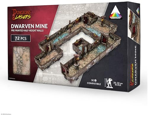 Dungeons & Lasers Archon Studio Zwergminen-Set für DND und Brettspiele, vorlackiert mit Prismacast-Technologie, 5E, kompatibel mit Miniaturen von 28 mm bis 32 mm, schnelle Montage