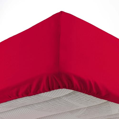 douceur d'intérieur Drap Housse (90 x 190 cm) Oscar Rouge, Microfibre Unie