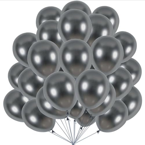 KOBOKO Schwarze Luftballons Metallic, 50 Stück 12 Zoll, Party Deko, Helium Ballons für Geburtstag Hochzeit Deko