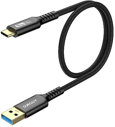 SUNGUY Câble USB C, [2 pièces 0,5m] Câble USB A vers C 10 Gbps Câble en nylon tressé de Compatible avec iPhone 16/15 Pro Max, Galaxy S24 S23 S22, Android Auto-Noir