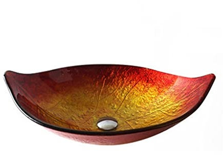 CLARISSABEL Bathroom Sink Vessel Sink Tempered Glass Washbasin Bathroom Washbasin Hotel Art Basin Counter Basin Small Bathroom Counter Sink(Sink only)