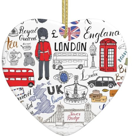 I Love London Weihnachtsanhänger, Keramik, Hängedekoration, Baumschmuck, Heimdekoration