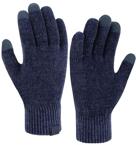 Bequemer Laden Winter Warm Damen Handschuhe Chenille Touchscreen Winterhandschuhe Strickhandschuhe mit Elastisch Manschette Frauen Geschenk, Marineblau