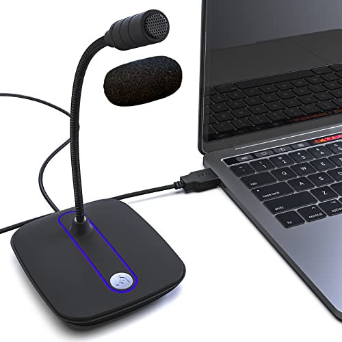 KLIM C4 Computer-Mikrofon mit Stummschalttaste - USB-Mikrofon für Computer und Konsole - Professionelles Desktop-Mikrofon mit High-Definition-Audio - USB-Mikrofon kompatibel mit PC Mac PS4 PS5 - Neu