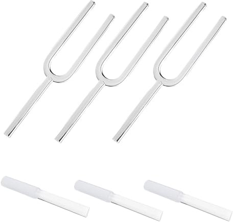 432Hz Clear Crystal Tuning Forks Three Piece Set, Crystal Chakra Tuning Fork, With Free Crystal Striker, Chakra Musical Instrument for Yoga Meditation Sound Healing(A Note C Note E Note)