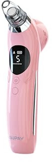 GUPAY Mitesserentferner Porenreiniger Porensauger, Mitesser Entferner Sauger mit 5 Saugstufen und 5 Köpfe Blackhead Remover Vakuumsauger Pickelsauger für Nase Akne Whitehead Gesichtsreinigung (Rosa)