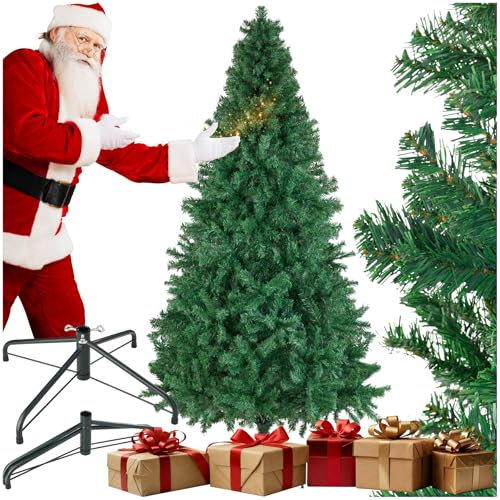 tectake® Albero di Natale Realistico, Albero di Natale Artificiale, Rami Flessibili, Facile Montaggio, Albero Natale Supporto Stabile in Acciaio, Addobbi Natalizi per Casa -Verde, 230 cm / 1346 punte