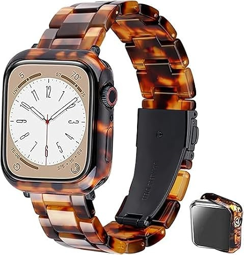 Omter Strap with Case Compatible with Apple Watch 49mm 45mm 44mm 42mm 41mm 40mm 38mm, Fashion Resin Band for Women Men iWatch Ultra 2/1 Series 9/8/7/SE/6/5/4