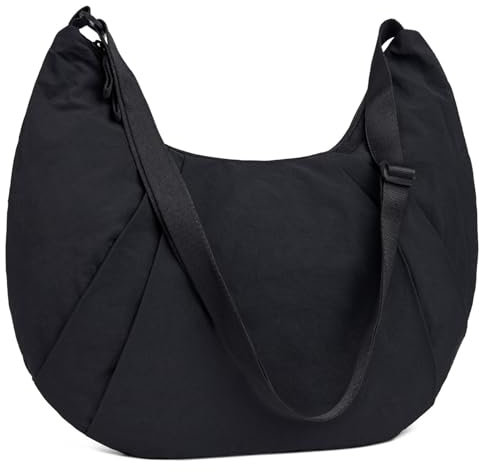 Suweir Crossbody Bag Damen Umhängetasche Halbmond Schultertasche Nylon Moon Bag Casual Hobo Tasche Handtasche mit Verstellbarer Schultergurt Anti Diebstahl Shoulder bag für Alltag, Reisen (Schwarz)