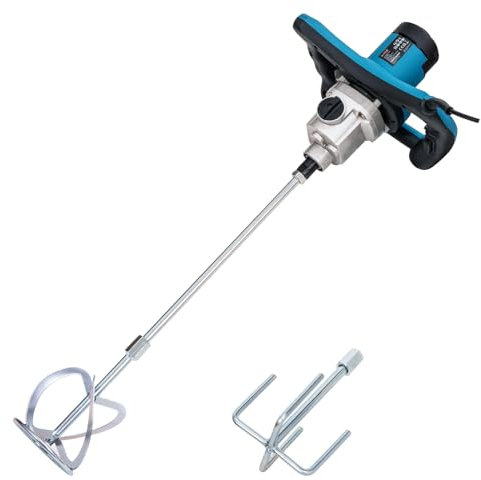 KATSU Tools Electric Paddle Mixer 1400W - Professional Portable Plaster Mixer, Dual Gear Mechanic System, 6 Variable Speed, Extra Stirrer, for Mixing Paint Cement Concrete Mortar