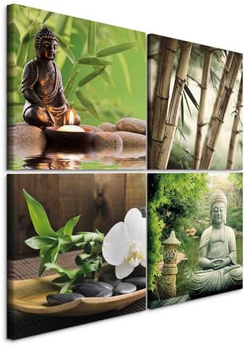 B&D XXL - Wandbilder Set Tiere 80x80 cm 4 Teilig je 40x40 Vlies Leinwandbild Kunstdruck modern Wandbilder XXL Wanddekoration Design Wand Bild mehrteilig Geometrisch Kinderzimmer bunt p-C-10029-b-a