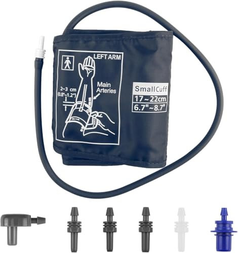 Small Blood Pressure Cuff 17-22cm, Replacement Electric Blood Pressure Cuff with 6 Connectors, Large Adult Blood Pressure Monitor Cuff Adjustable, Compatible with Most BP Monitors
