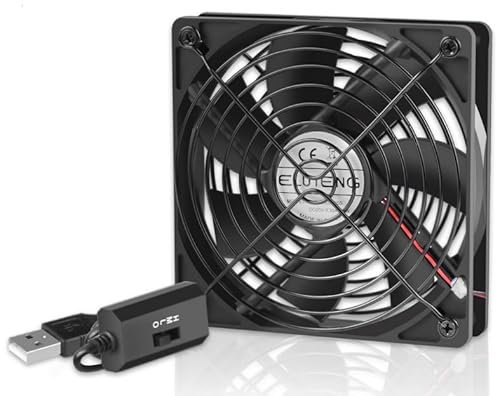 ELUTENG Ventilador USB 120mm con Controlador Digital de Temperatura, Ventilador PC 5V con 3 Velocidades Ajustables, Ventiladores de Refrigeración Electrónico para Ordenador Portátil/TV Box/PS4/Router