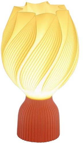 HOMCOM Tischlampe, LED Tischleuchte mit 3D-Druck blütenähnlichen Lampenschirm, Nachttischlampe für Wohnzimmer, Spielzimmer, Weiß