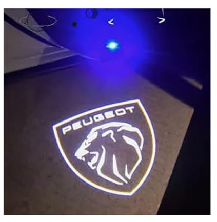 XQHZFDPX 2 Pièces Projecteur Laser de Porte de Voiture pour Peugeot 3008 2017-2025, lumière de Bienvenue éclairage d'ambiance intérieur Lampe de Sol sans Fil Accessoires Automobiles,A-Black