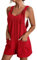 YIzdegg Salopette da donna, corto, estivo, in cotone, con spalline regolabili, tuta intera, Colore: rosso, M