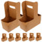 FUNOMOCYA 10 Piezas Posavasos Portavasos para Leche Portavasos para Bebidas frías Portavasos de tamaño Compacto portabebidas con asa café transportador portavasos de cartón Papel Kraft Khaki