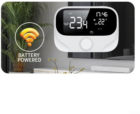 Wired/Wireless Operating For Smart Home Heating System Controller, Digital Touchscreen Functionality Integrated with For Alexa Support (WITH3-3A)